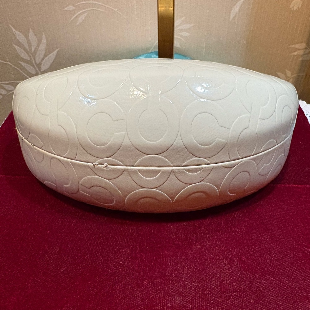Coach Signature Monogram Cream Embossed Hard Clamshell Sunglass Case
